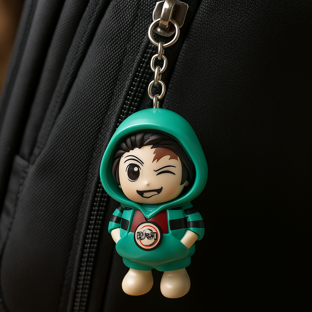 Tinion || Tanjiro Face-Changing Keychain – 360° Rotating Dual Expression Anime Collectible