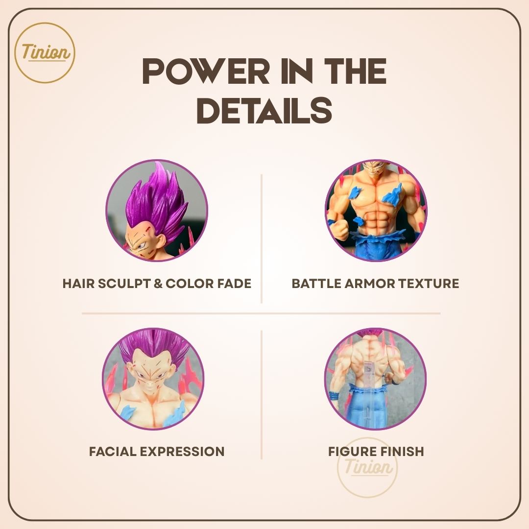 Tinion | Dragon Ball Z Vegeta Action Figure – 20 cm Violet Hair PVC Collectible