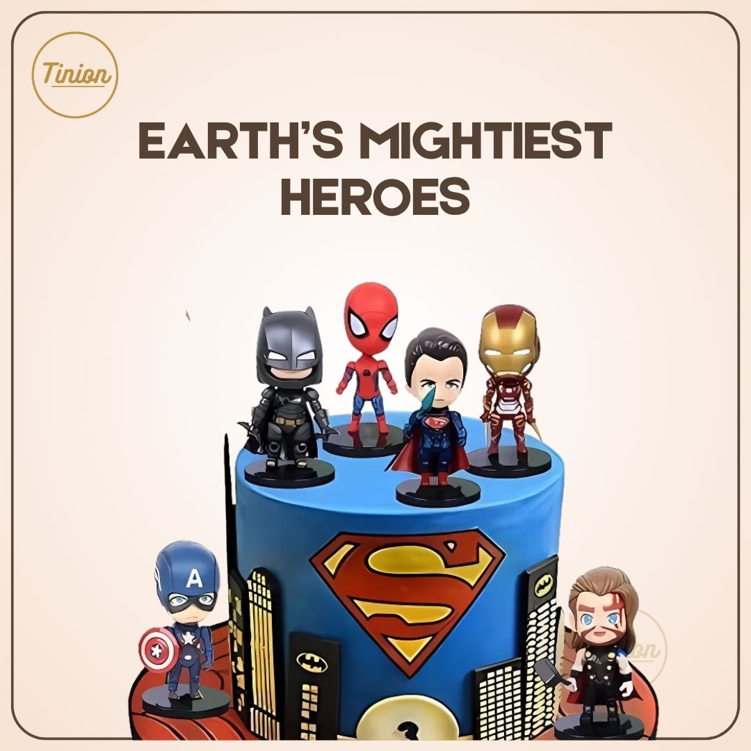 Tinion | Avengers Action Figure Set (6-Pack) – 10cm Miniature Collectibles for Desk, Car, Cake & Decor