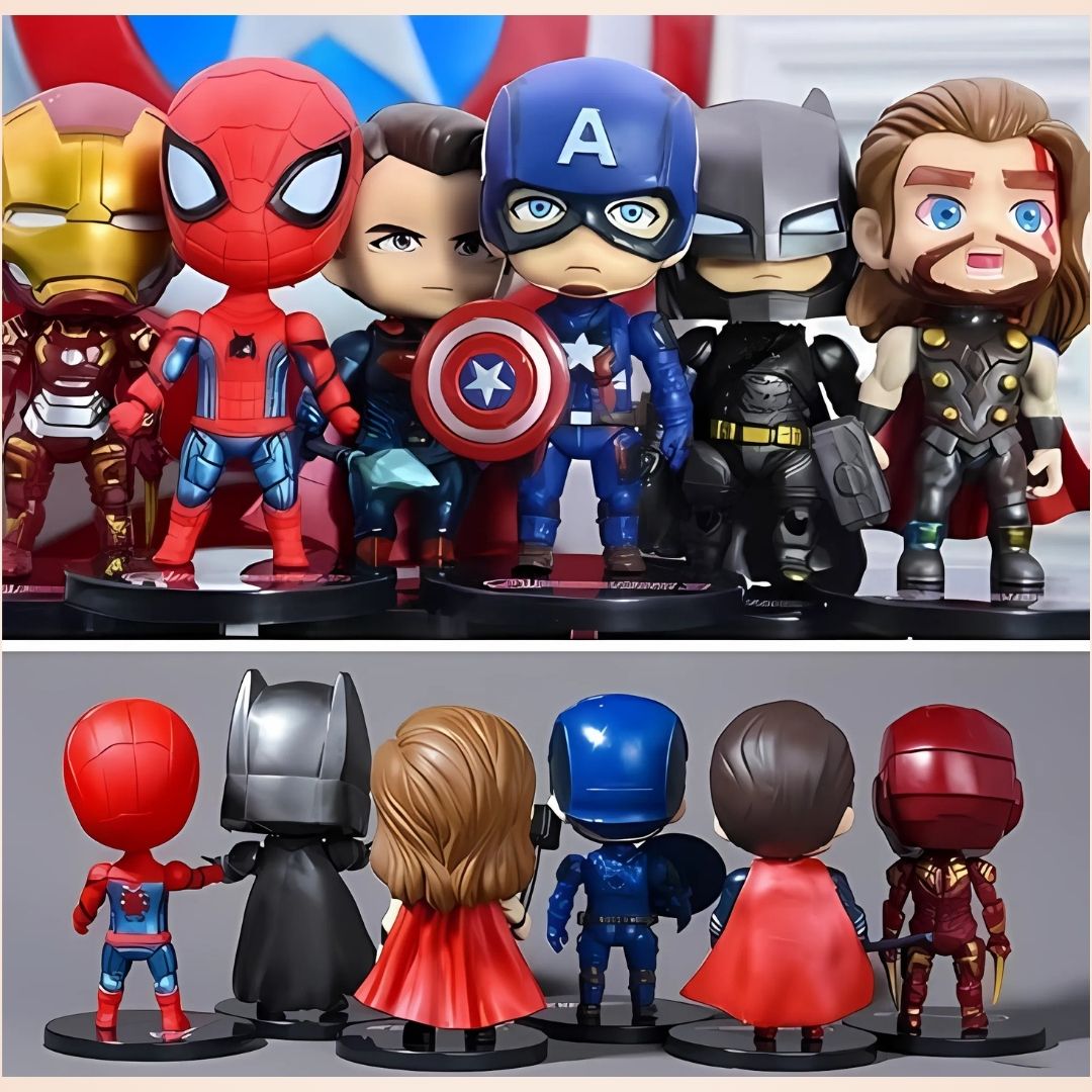 Tinion | Avengers Action Figure Set (6-Pack) – 10cm Miniature Collectibles for Desk, Car, Cake & Decor