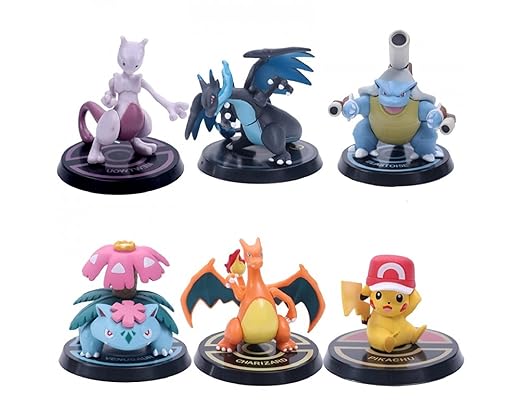 Pokemon Action Figure Limited Edition for Car Dashboard, Decoration, Cake, Office Desk & Study Table (9cm)(Pack of 6)