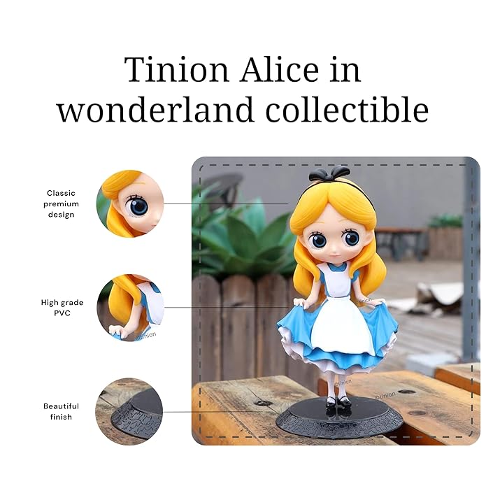 Tinion||Alice in Wonderland Action Figure Miniature Doll (Toy Figure) SpecialEdition for Car Dashboard, Decoration, Cake, Office Desk & Study Table (Pack of 1) (Height- 16cm)