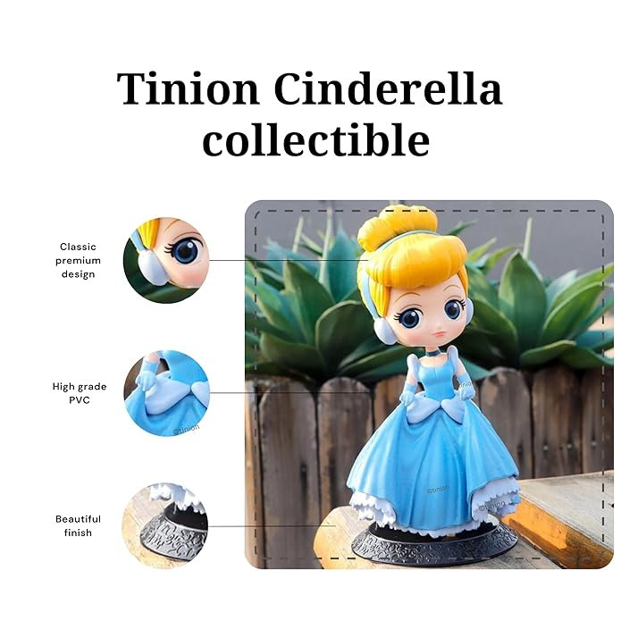 Tinion™ Cinderella Special Edition PVC Action Figure – 16cm | Dashboard, Cake, Office & Study Table Decoration