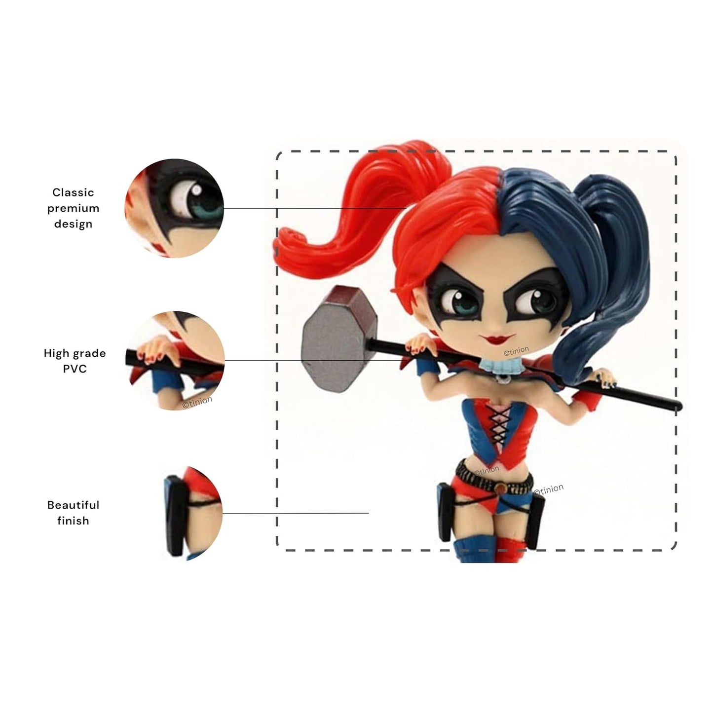 Tinion™|| Harley Quinn SpecialEdition Action Figure for Car Dashboard, Decoration, Cake, Office Desk & Study Table (16cm)(Package of 1)