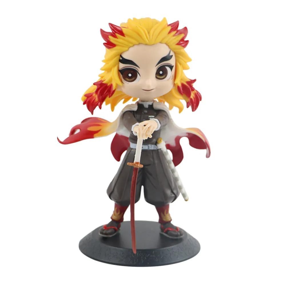 Tinion™ Rengoku Kyojuro Action Figure – 15cm Demon Slayer Collectible Toy for Desk, Car, Cake & Display