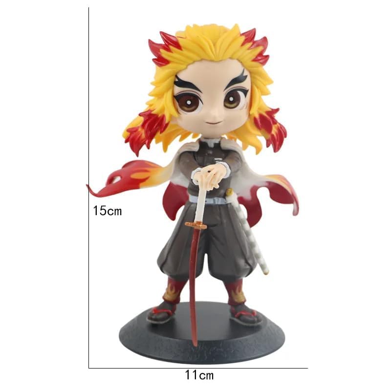 Tinion™ Rengoku Kyojuro Action Figure – 15cm Demon Slayer Collectible Toy for Desk, Car, Cake & Display
