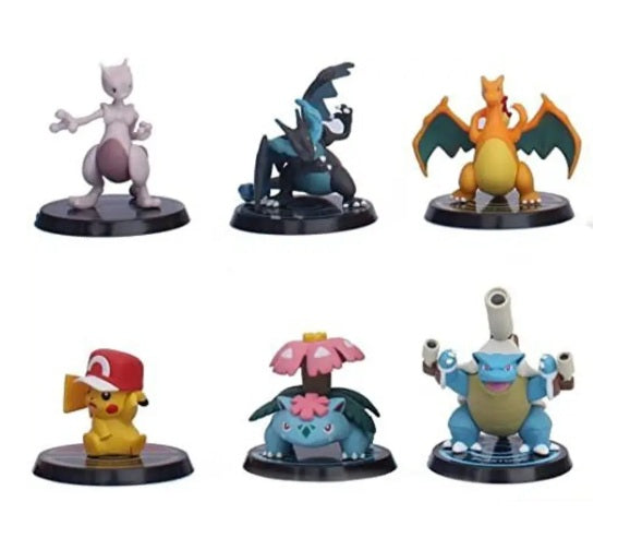 Pokemon Action Figure Limited Edition for Car Dashboard, Decoration, Cake, Office Desk & Study Table (9cm)(Pack of 6)