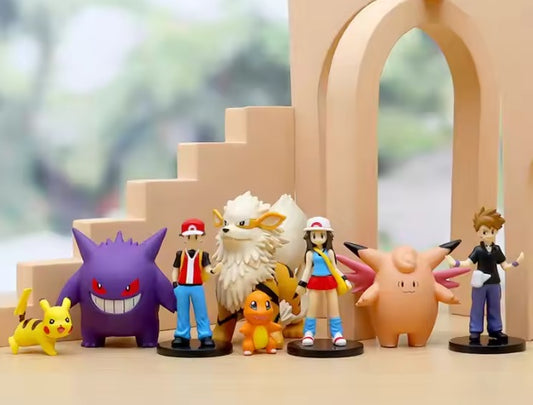 Tinion Pokémon Toy Figure Set of 8 Pcs | Mini Action Figures 3-9cm | Special Edition for Car Dashboard, Cake, Office Desk, Study Table & Home Decoration