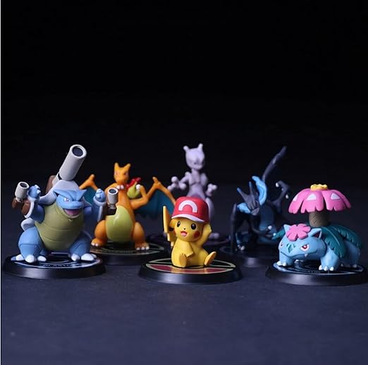 Pokemon Action Figure Limited Edition for Car Dashboard, Decoration, Cake, Office Desk & Study Table (9cm)(Pack of 6)