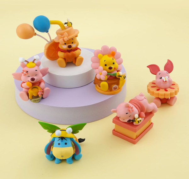 Tinion || Winnie The poohh Themed Figurines Used for Decoration,Cake Toppers,Study Table and Office Tables (Set of 6)