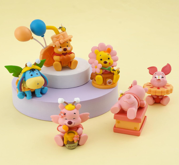 Tinion || Winnie The poohh Themed Figurines Used for Decoration,Cake Toppers,Study Table and Office Tables (Set of 6)