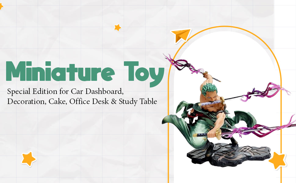 Tinion||ONE Piece- Roronoa Zoro- HIGH Detailed -Action Figure Miniature Toy Figure (Doll) Special Edition for Car Dashboard, Decoration, Cake, Office Desk & Study Table (Pack of 1) (Height- 18cm)