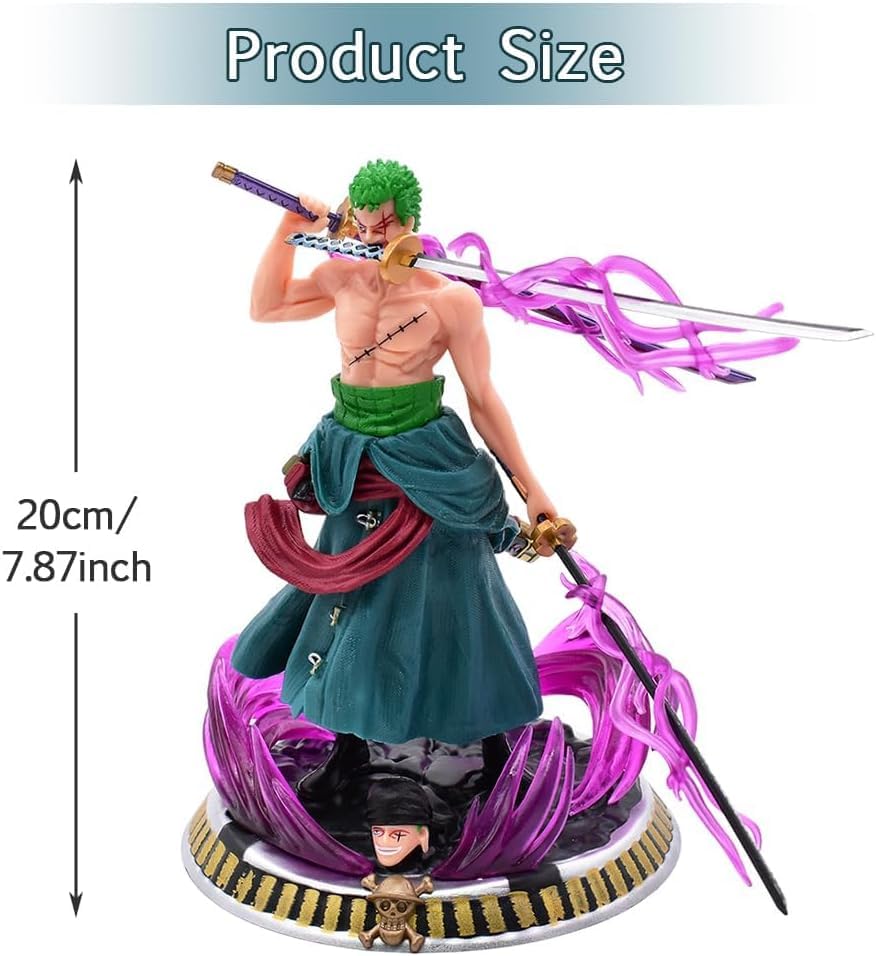 Tinion | Zoro Action Figure – One Piece Special Edition Miniature (25 cm) for Car Dashboard, Office Desk, Cake Topper, and Home Décor (Pack of 1)