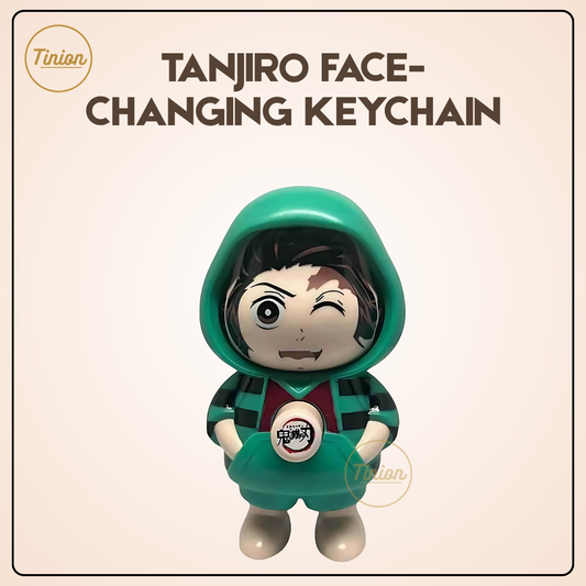 Tinion || Tanjiro Face-Changing Keychain – 360° Rotating Dual Expression Anime Collectible