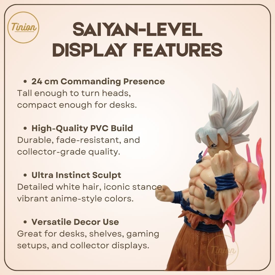Tinion | Dragon Ball Z Goku Ultra Instinct Action Figure – 24 cm PVC Collectible (White Hair)