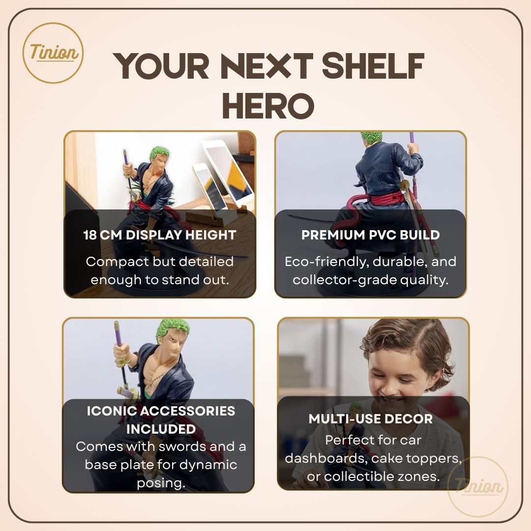 Tinion | One Piece – Roronoa Zoro Action Figure – 18 cm Special Edition Collectible