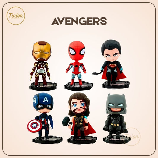 Tinion | Avengers Action Figure Set (6-Pack) – 10cm Miniature Collectibles for Desk, Car, Cake & Decor