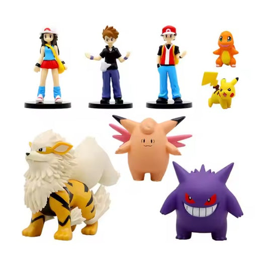 Tinion Pokémon Toy Figure Set of 8 Pcs | Mini Action Figures 3-9cm | Special Edition for Car Dashboard, Cake, Office Desk, Study Table & Home Decoration