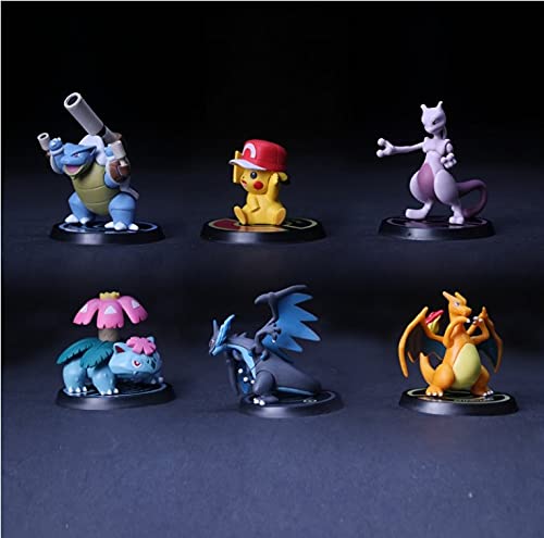 Pokemon Action Figure Limited Edition for Car Dashboard, Decoration, Cake, Office Desk & Study Table (9cm)(Pack of 6)