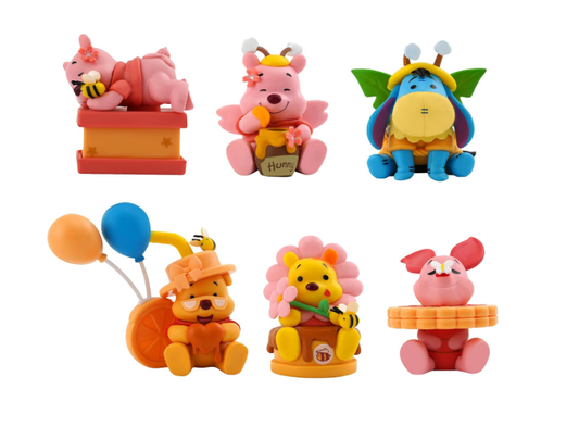 Tinion || Winnie The poohh Themed Figurines Used for Decoration,Cake Toppers,Study Table and Office Tables (Set of 6)